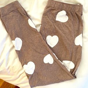 Purple grey sleep pants with heart detail